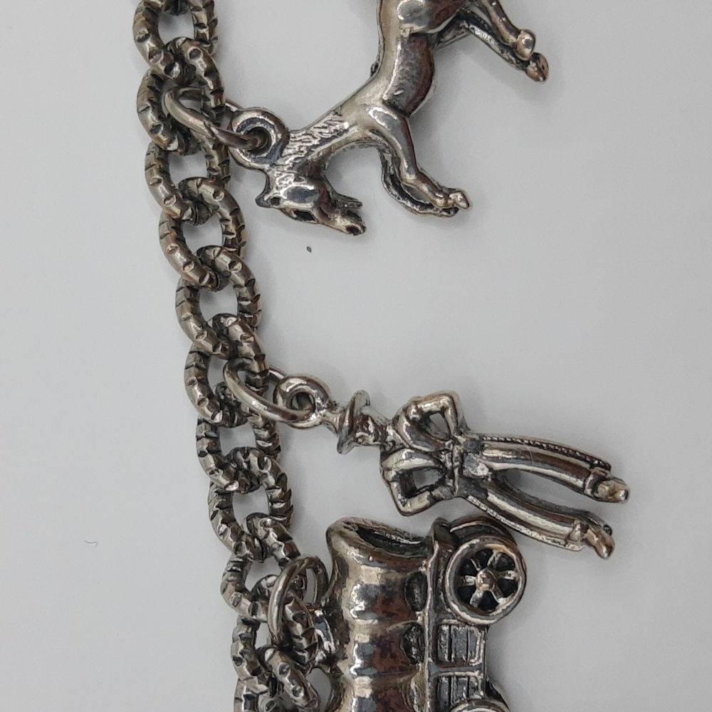 Western Southwestern Ten Charm Bracelet Boot Horse Cactus Stallion VTG *FLAWS* - Picture 6 of 17